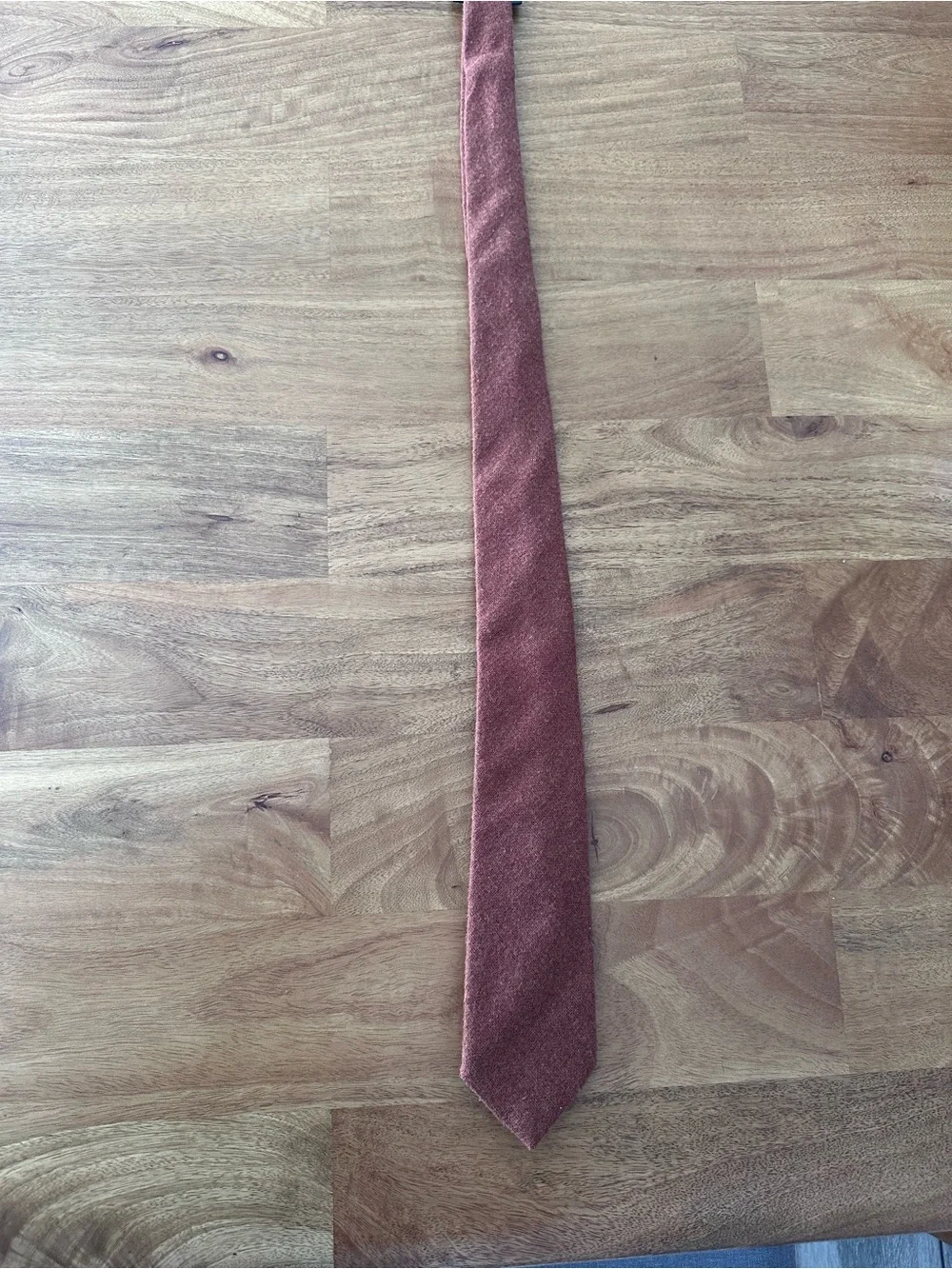 Vintage Tattersall Mens Terracotta Rust Orange Solid Wool Flannel Necktie - Picture 2 of 2